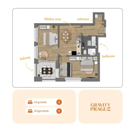 Bright 2br - 8th Floor, Balcony, Free Parking - By Gravity Appartement Prague