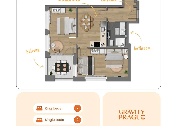 Bright 2br - 8th Floor, Balcony, Free Parking - By Gravity Lejlighed Prag